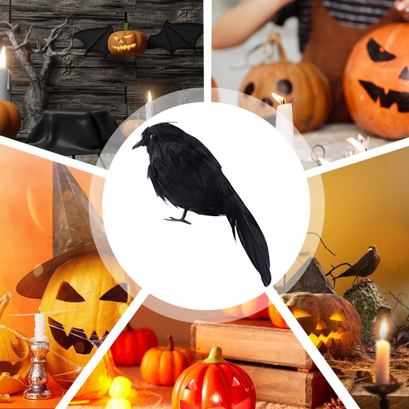 Sztuczne Wrony Halloween Realistyczne Wrony Dekoracja Halloween 6,3 cala Dekoracja Kruk Ozdoby Rekwizyt Kruk na Imprezę Podwórko Drzewo