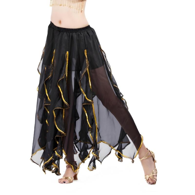 Bauchtanzkostüm für Damen Bauchtanzrock Chiffon Rüschen Maxirock Bauchtänzerin Outfit Halloween Kostüme