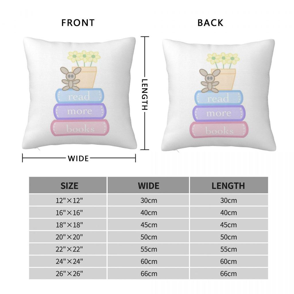 Read More Books Bunny Flower Pillowcase Polyester Linen Velvet Creative Zip Decorative Pillow Case Home Cushion Cover 45X45