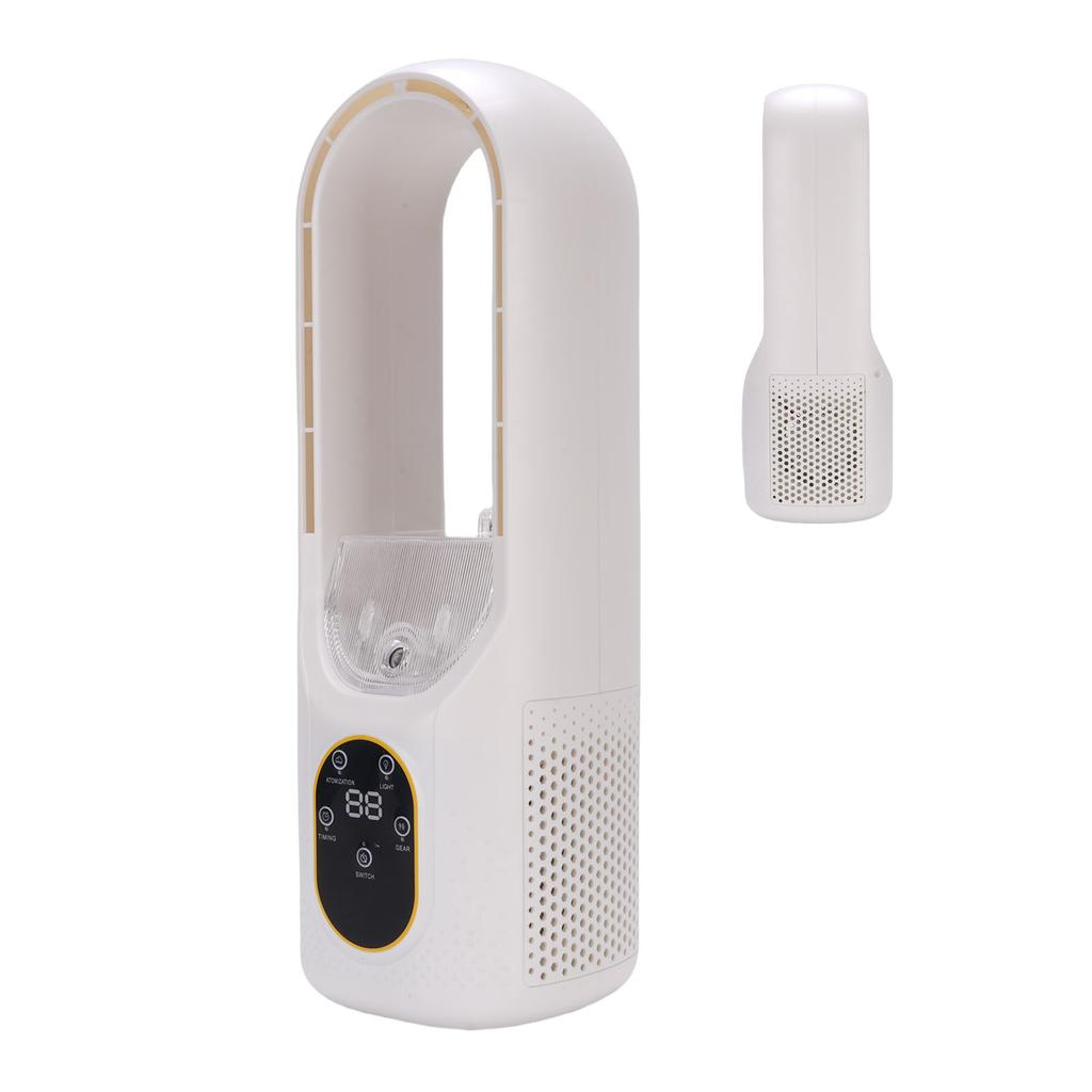 Desk Misting Bladeless Fan 6 Speeds Quiet Table Bladeless Cooling Fan with 5 Color LED Light Timer