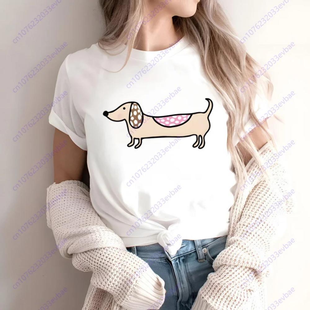 Dachshund Teckel Funny Cute Dog Animal T-Shirt Women Short Sleeve Summer Fashion Tshirt Casual Fashion Tee Shirt O-Neck Tops