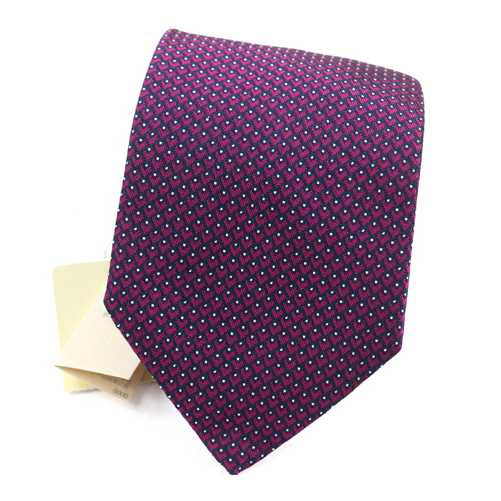 Pristine HERMES tie CRAVATE All-over pattern, heart embroidery, H logo silk Used