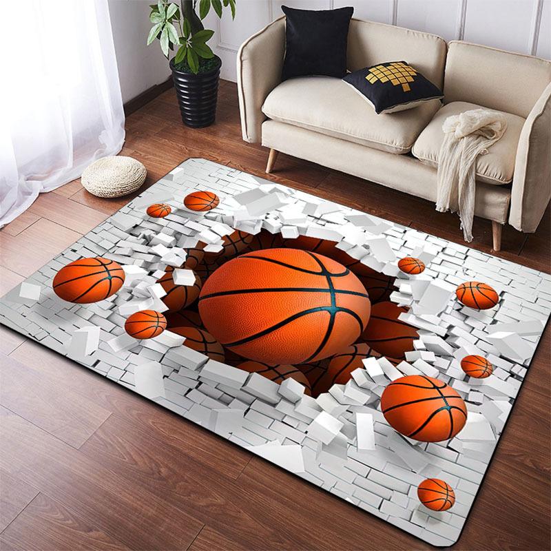 

3D Basketball Breakthrough Area Rug Waterproof Stain Resistant Polyester Mat for Home Office Hallway Living Room Indoor Outdoor 40x60cm