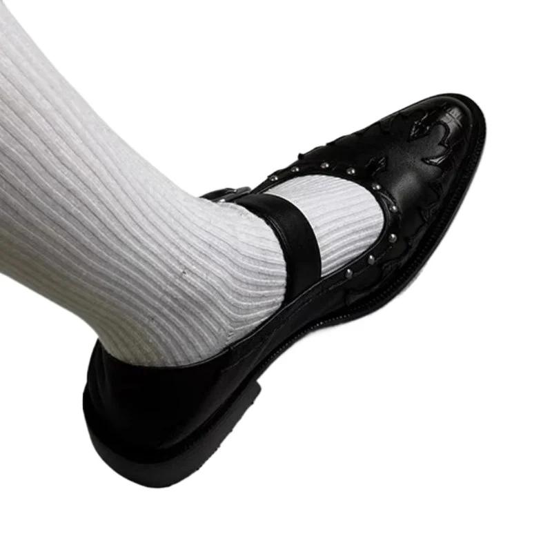 fashion Ladies Shoes on Sale Fashion Buckle Women's Flats Autumn Pointed Toe Solid Solft Leather Casual Square Root Office Ladies Shoes