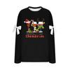 Ladies' Christmas Printed Bow Round Neck Long Sleeved Loose Pullover Sweater Sweatshirt Top