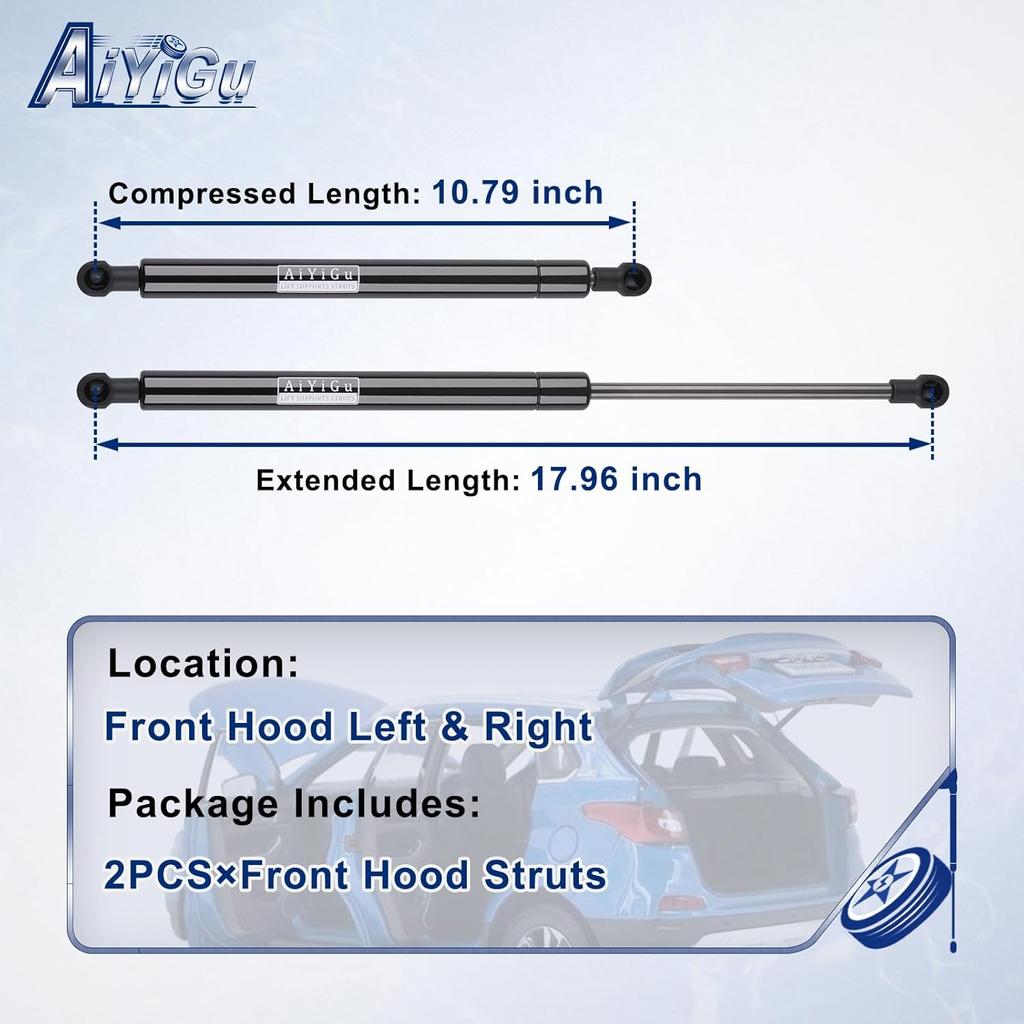 PM1050 Front Hood Struts Shocks Lift Supports Gas Springs Compatible With Lexus 2008-2013 Is F, 2006-2015 IS250, 2005 IS300, 2006-2015 IS350, Pack Of