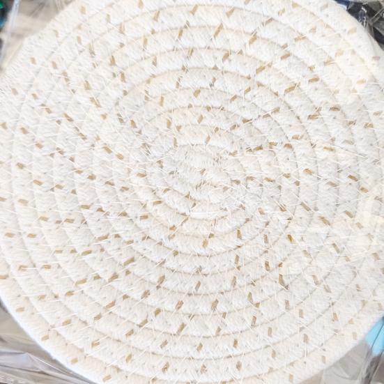 4 stk vevde dekkebrikker 18 cm i diameter varmebestandige bordunderlag for kjøkken bomull tau bordmatter Bohemsk gårdsdekor