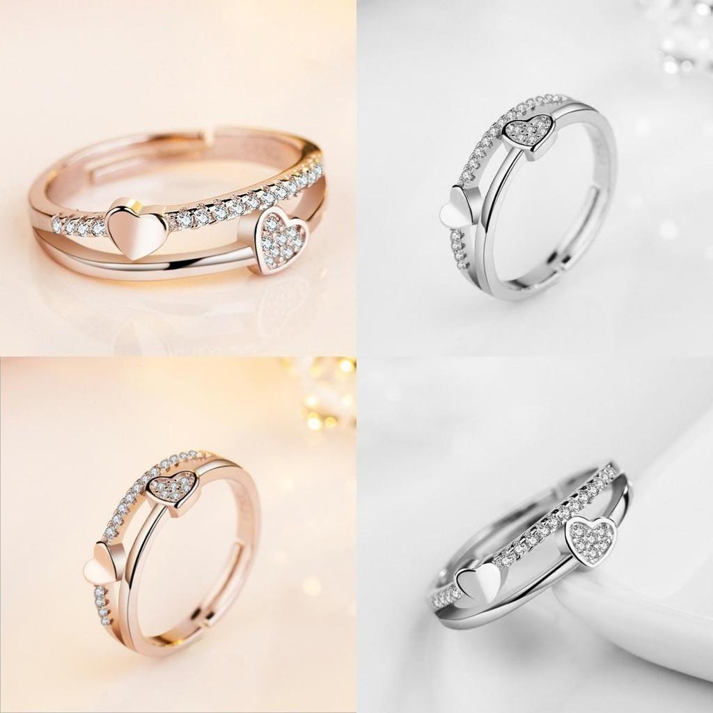 Adjustable Ring Opening Heartshaped Lady Couple Fashion Simple And Beautiful