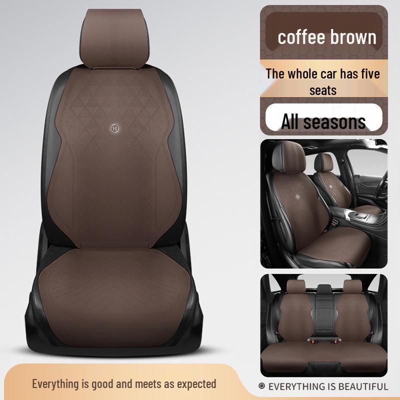 Universal Suede Car Seat Cushion Set - All-Season, Three-Piece, Summer-Ready, Thin Cushion with Lumbar Support.