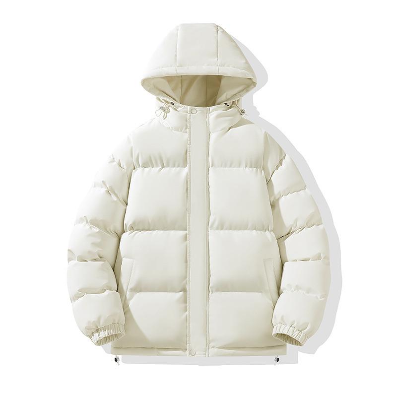 Winter Cotton Clothes Men and Couples with the Same Hooded Bread Clothes Casual Solid Color Thickened Warm Trendy Brand Loose Fashion