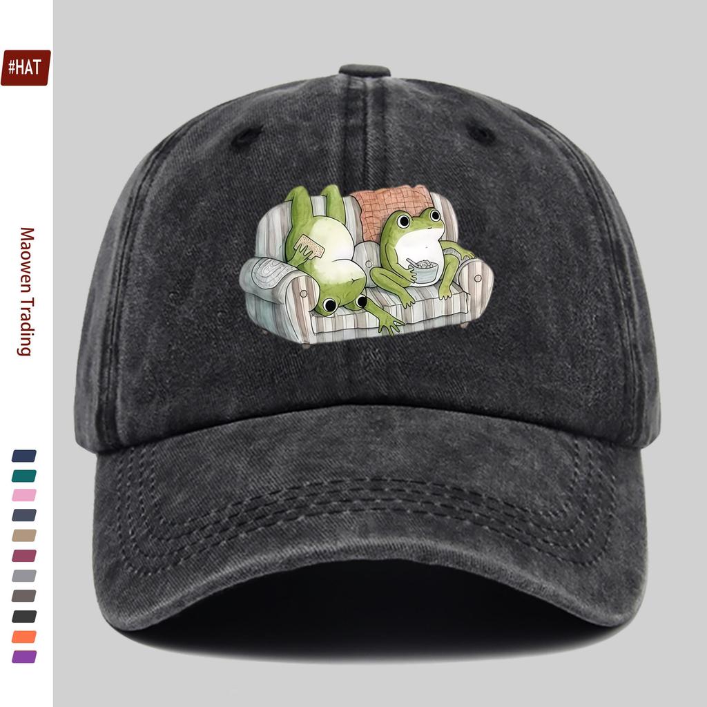Pc Cute Casual Frog Print Baseball Cap Home Leisure Decorative Hat Fashionable Trendy Printed Papa Hat with Adjustable Stra