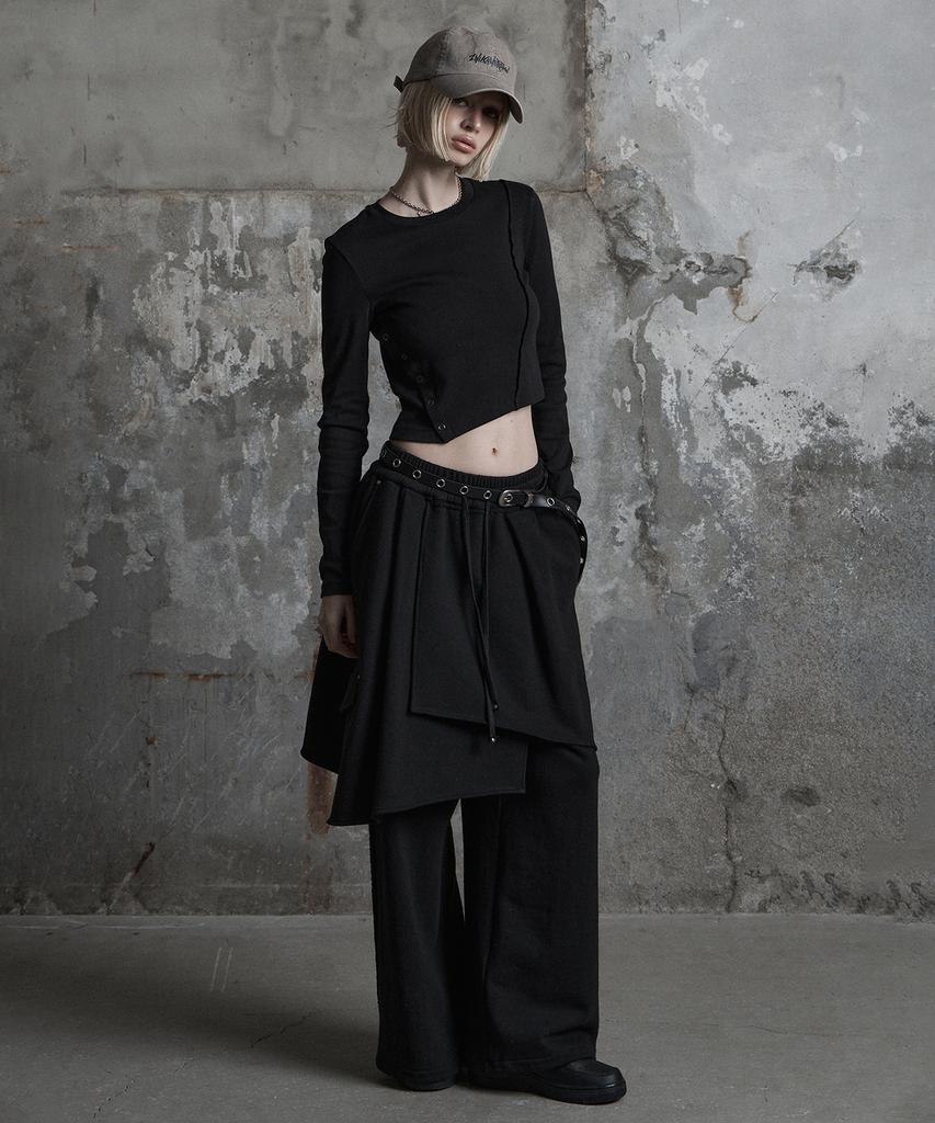 Jenyujeu Layers Wrap Sweatpants - Black