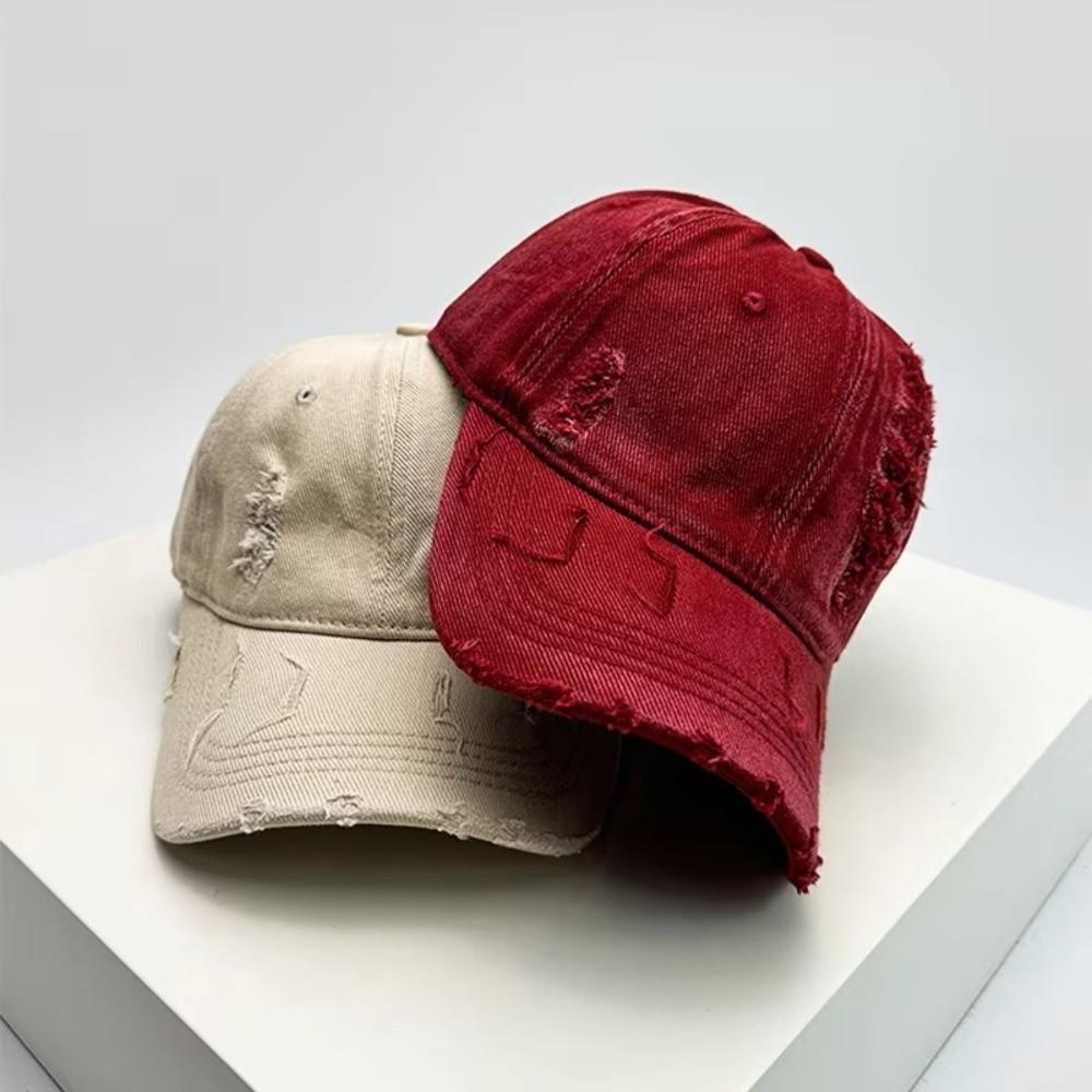 Broken Style Design Baseball Hats Solid Color Sunshade Caps Retro Peaked Caps