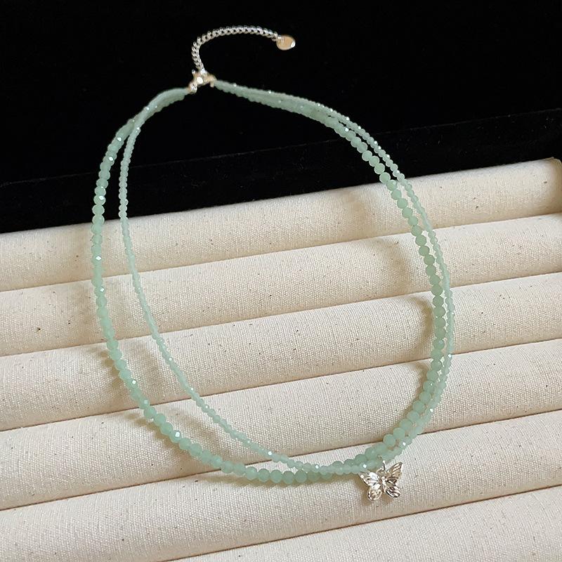 

Ожерелье с подвеской в виде двойной бабочки из кристаллов, женское, летнее, простое, индивидуальное, универсальное, темпераментное, модное, цепочка на шею, цепочка на ключицу