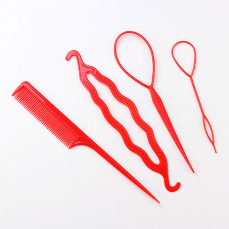 4 peças/conjunto de grampos de cabelo de pente de plástico, dount bun, trança de cabelo, ferramentas de modelagem de cabelo faça você mesmo, acessórios de penteados, 6 cores