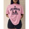 Soft SkinFriendly Crew Neck TShirt for Women Vintage Varsity LOS ANGELES LA CALIFORNIA Letter Print