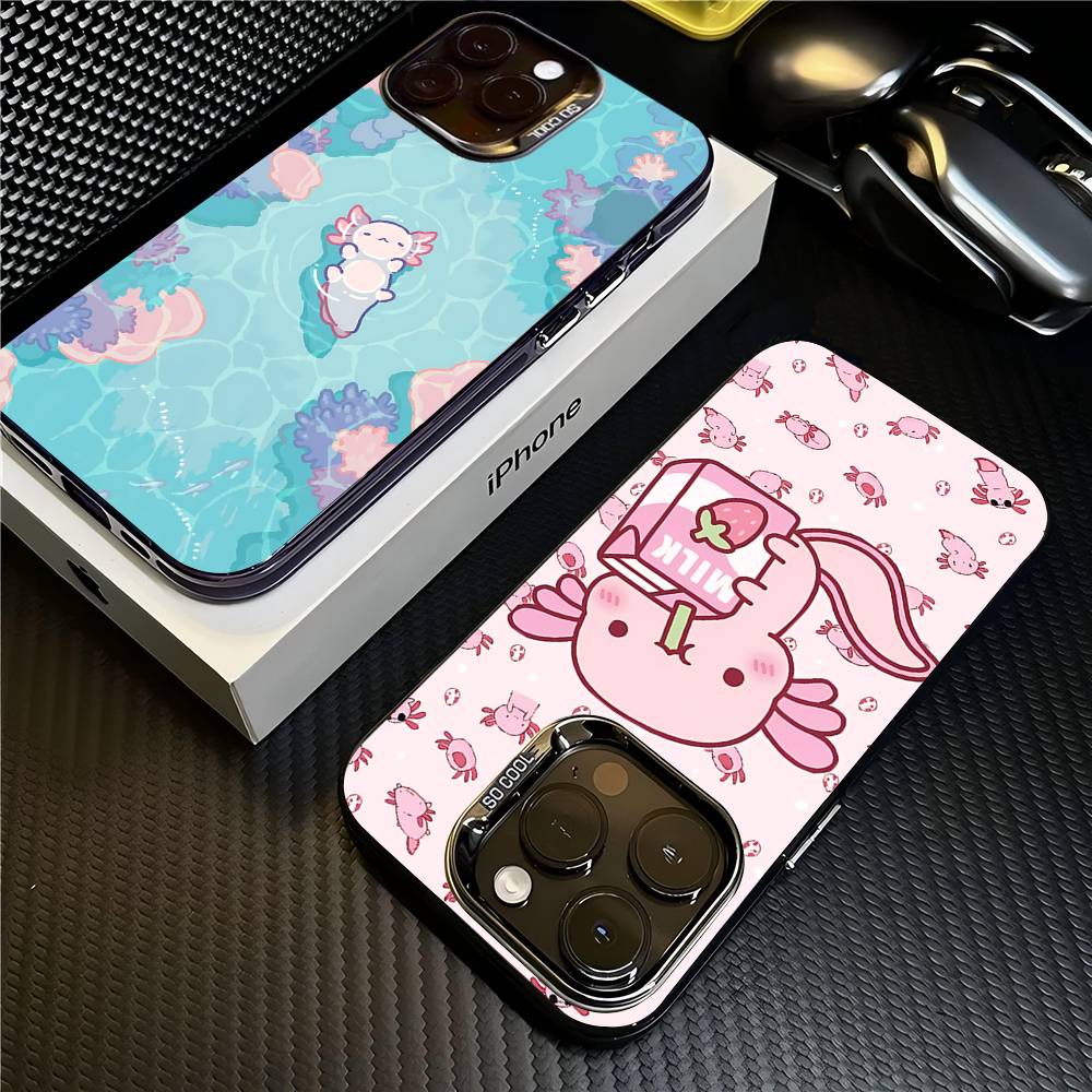 Cartoon Axolotl Süße Handyhülle Für IPhone 17 16 15 14 13 Pro 12 11 Pro Max PLUS Farbe Rückseite