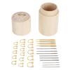Sewing Needle Storage Bottle Wooden Holder Tube Portable Compact Case Household Supplies Carved Wool Knitting with