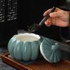 Household Creative Pumpkin Ceramic Tea Jar Moisture Storage Can Personalized Small Sealed Snack Can Simulated Vegetable Jar