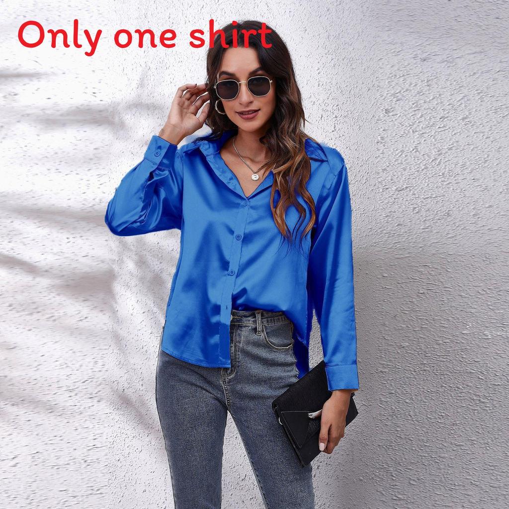 Satijnen Blouse Voor Dames Met Lange Mouwen En Knoopsluiting Voor Kantoor