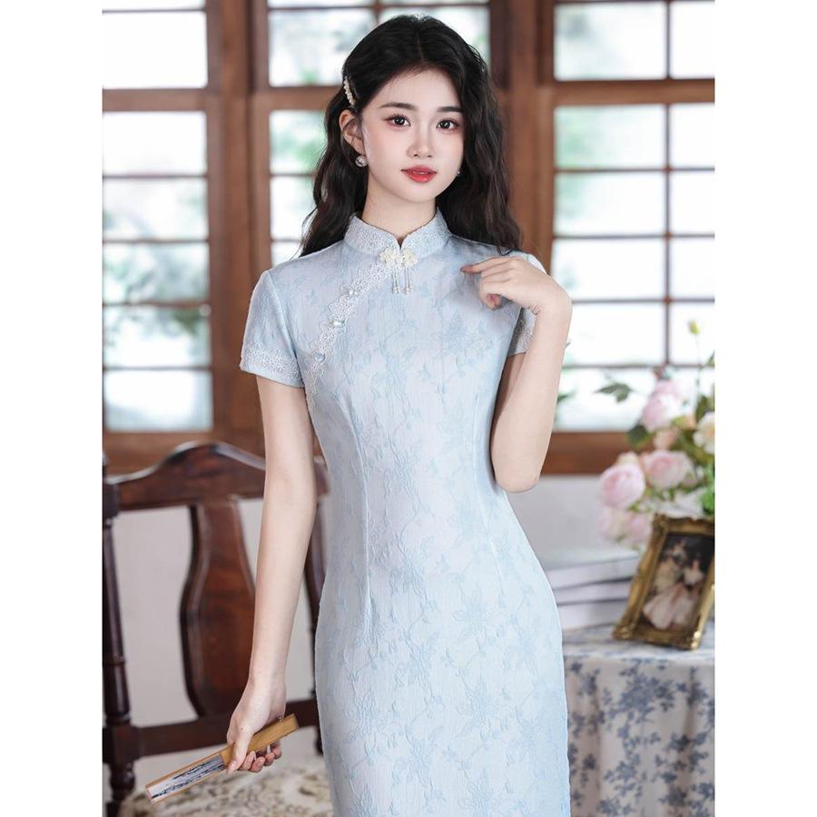 New Chinese national style retro cheongsam young 1011 spring and summer thin daily elegant high-end cheongsam skirt