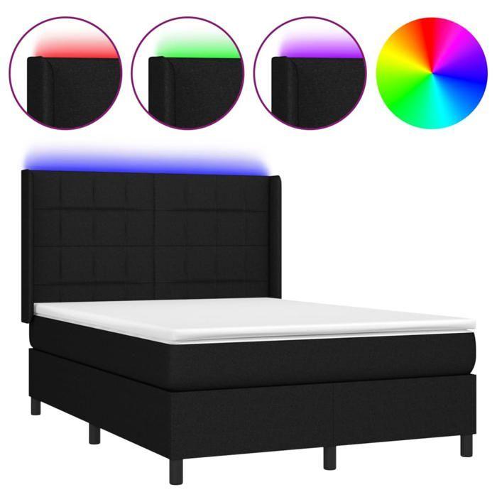 VidaXL Sommier à Lattes de Lit avec Matelas et LED, Lit Rembourré, Lit Double, Lit Adulte de Chambre à Coucher Intérieur, 3138319