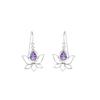 Garnet Flower Earrings: Sterling Silver Dangle Earrings
