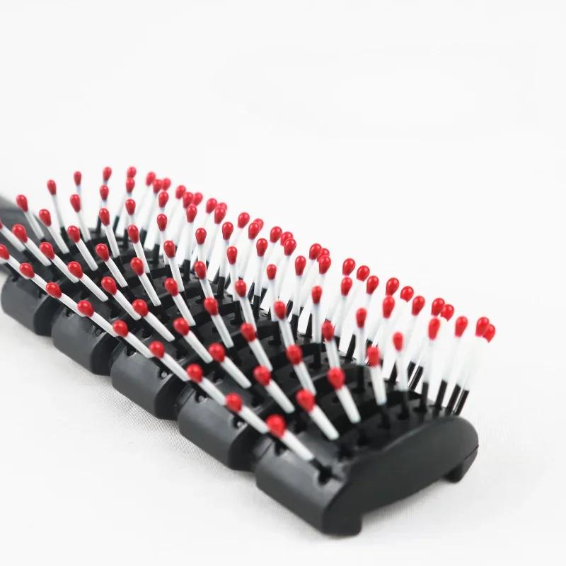 Men Plastic Vent Hair Brush Comb Anti-Static Massage Care Ribs Back Curly Styling Salon Nine-Row