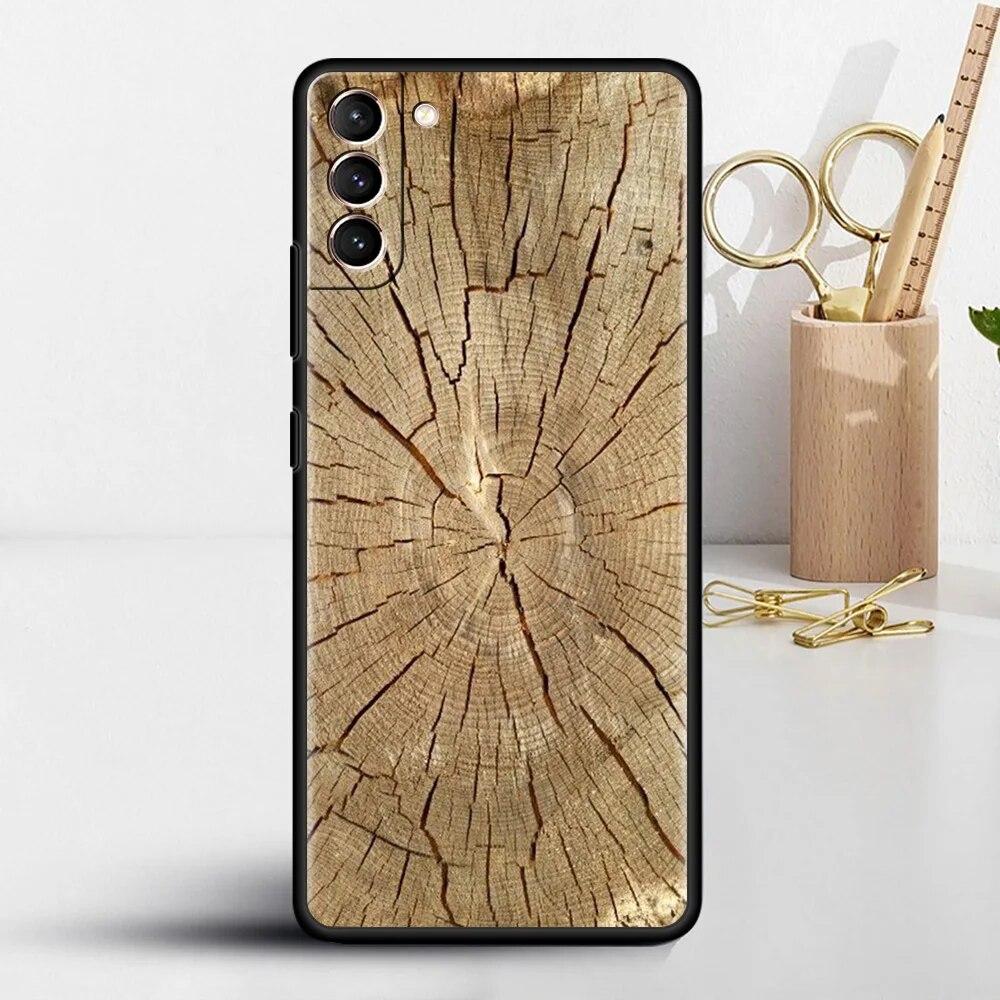 Geschnitzte Holzhülle für Samsung Galaxy S22 S20 FE S21 S23 Plus S10 Lite S9 S8 S10e Note 20 10 Lite Silikon-Handyhülle