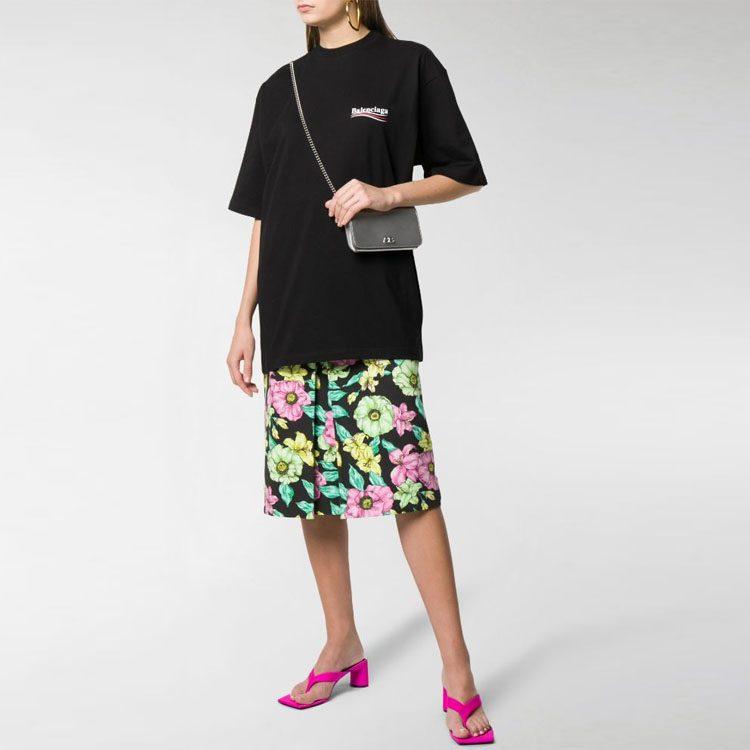 Balenciaga Political Campaign SS20 Drop Shoulder Sleeve T Shirt Women's Black Loose Fit Edition 620941TIV521070