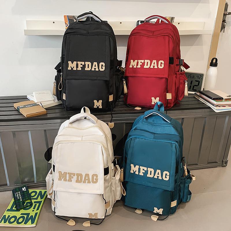 Junior High School Student Schoolbag Girl's Large Capacity Backpack Men's Letter Backpack