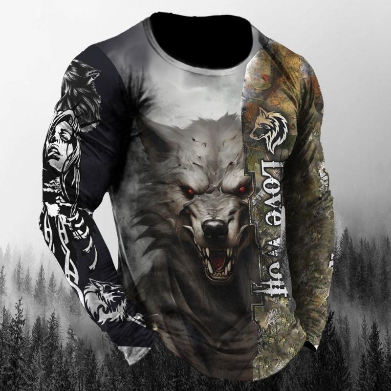 Camisetas de Animales Para Hombre Estampado de Lobo 3D Mangas Cortas Tops Moda Personalidad Camiseta Suelta Oversized Camisetas Camisa Ropa de Hombre