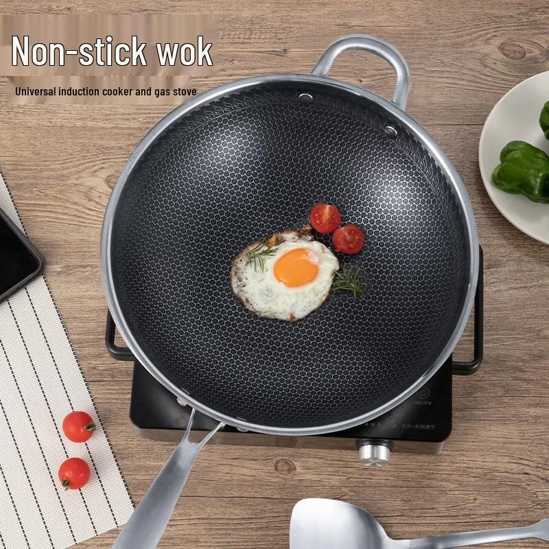 Wutuo 316 Stainless Steel Honeycomb Non-stick Wok
