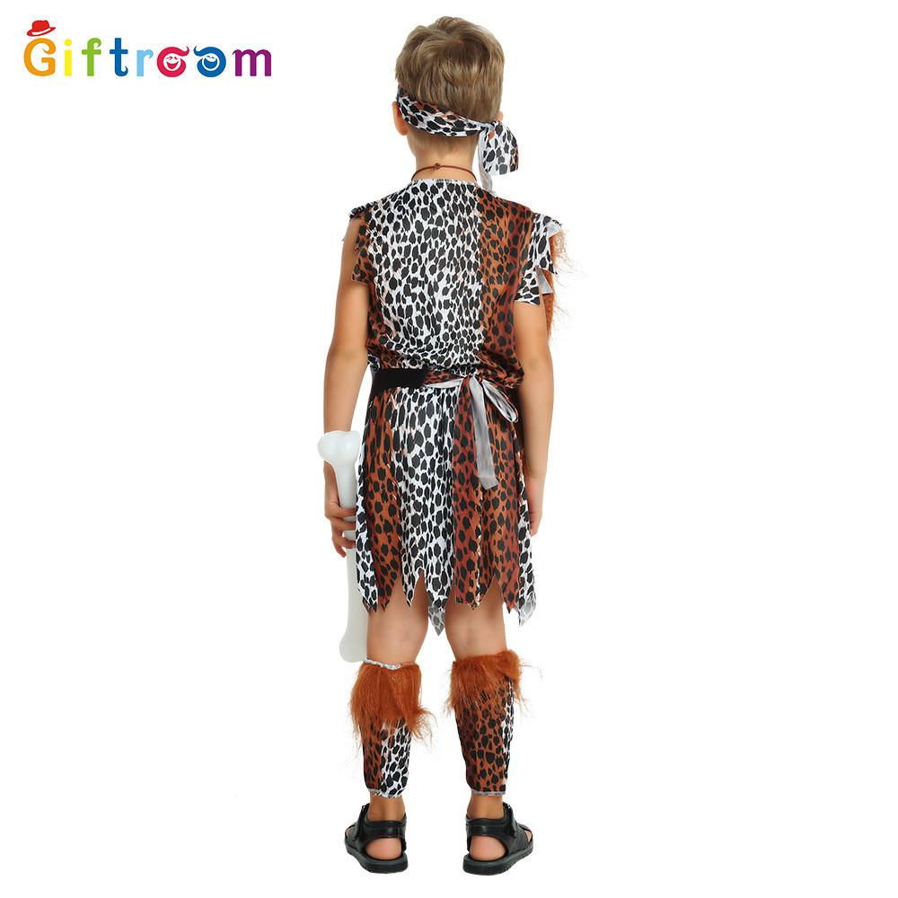 Stunning Polyester American Indian Chief Costume For Kids With Leopard Print Design