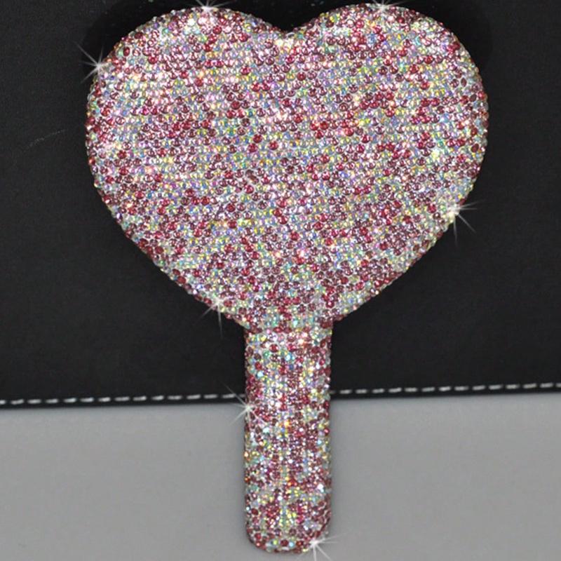1pc Portable Crystal Rhinestone Handheld Mirror, Rhinestone-Encrusted ABS Beauty Handle Makeup Mirror, Bling Bling Princess Mirror for Makeup Touch-Up
