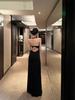 Design Halter Neck Dress Female Summer Royal Sister Style Slim Dress Long Dress Black Temperament Hip Skirt