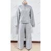 Women's 2 Piece Casual Tracksuit Half Zip Sweatshirt And Elastic Waist Wide Leg Pants Loungewear Set