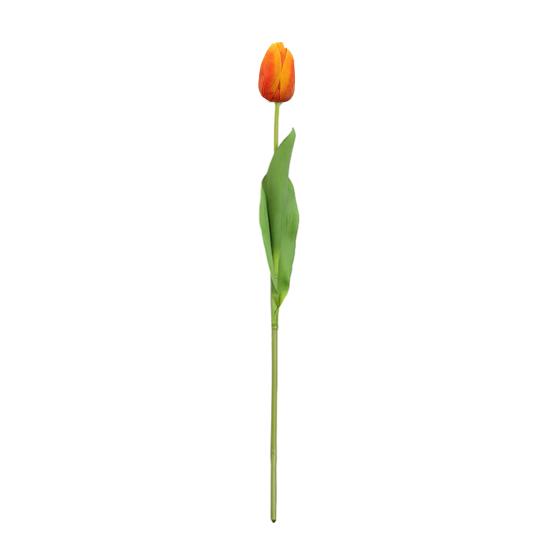 Artificial Tulip with Green Leaves Realistic Fake Flower Stem Wedding Party Table Centerpiece Indoor Outdoor Faux Bloom Decoration