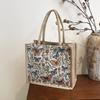 Flower Floral Pattern Shoulder Bag Canvas Geometric Cloth Bag Casual Ethnic Style Handbag  Women