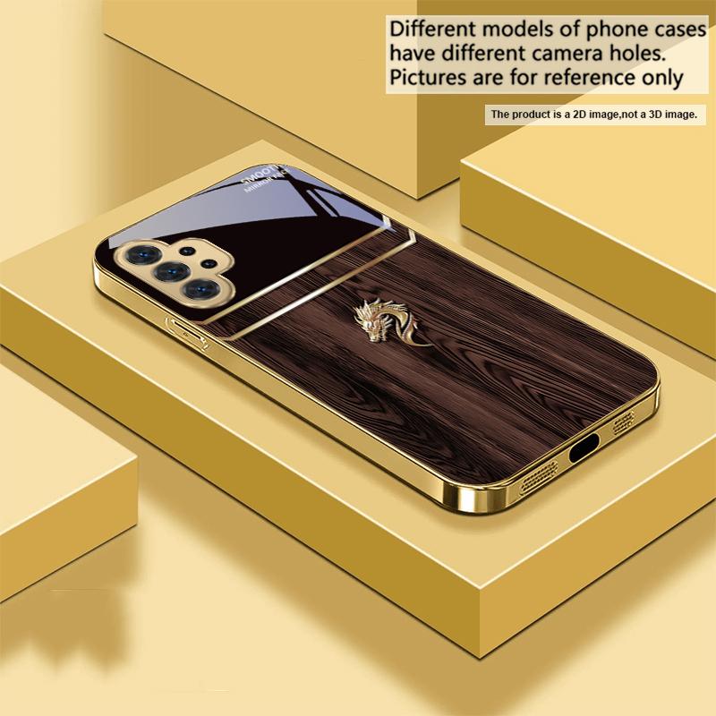 Brilliant Golden Dragon For Samsung A 31 32 A33 A34 35 14 A15 13 16 25 26 50 52 53 54 55 56 70 71 72 73 Golden Glass Phone Case