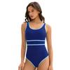 New color-blocked sports triangle one-piece swimsuit for women, European and American sexy sleeveless fashion beach swimsuit