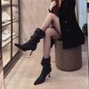 2025 autumn and winter new pointed short boots women's thin heel suede medium tube stacking boots high heel elastic thin boots Martin boots