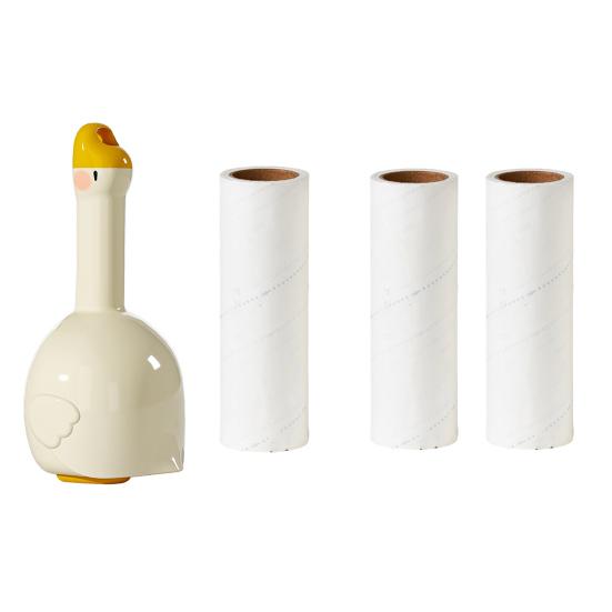 Lint Roller Strong Adhesion Big White Goose Shape Pet Hair Dust Debris Pet Hair Cleaning Roller with Dust-Proof Cover Cleaning Tool