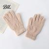 Fashionable Winter Handwear Warm Coral Fleece Gloves for Women, Soft Five Finger Comfortable Office Typing Mittens Gloves, Solid Color Thermal