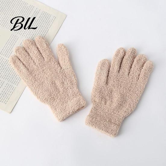 Fashionable Winter Handwear Warm Coral Fleece Gloves for Women, Soft Five Finger Comfortable Office Typing Mittens Gloves, Solid Color Thermal