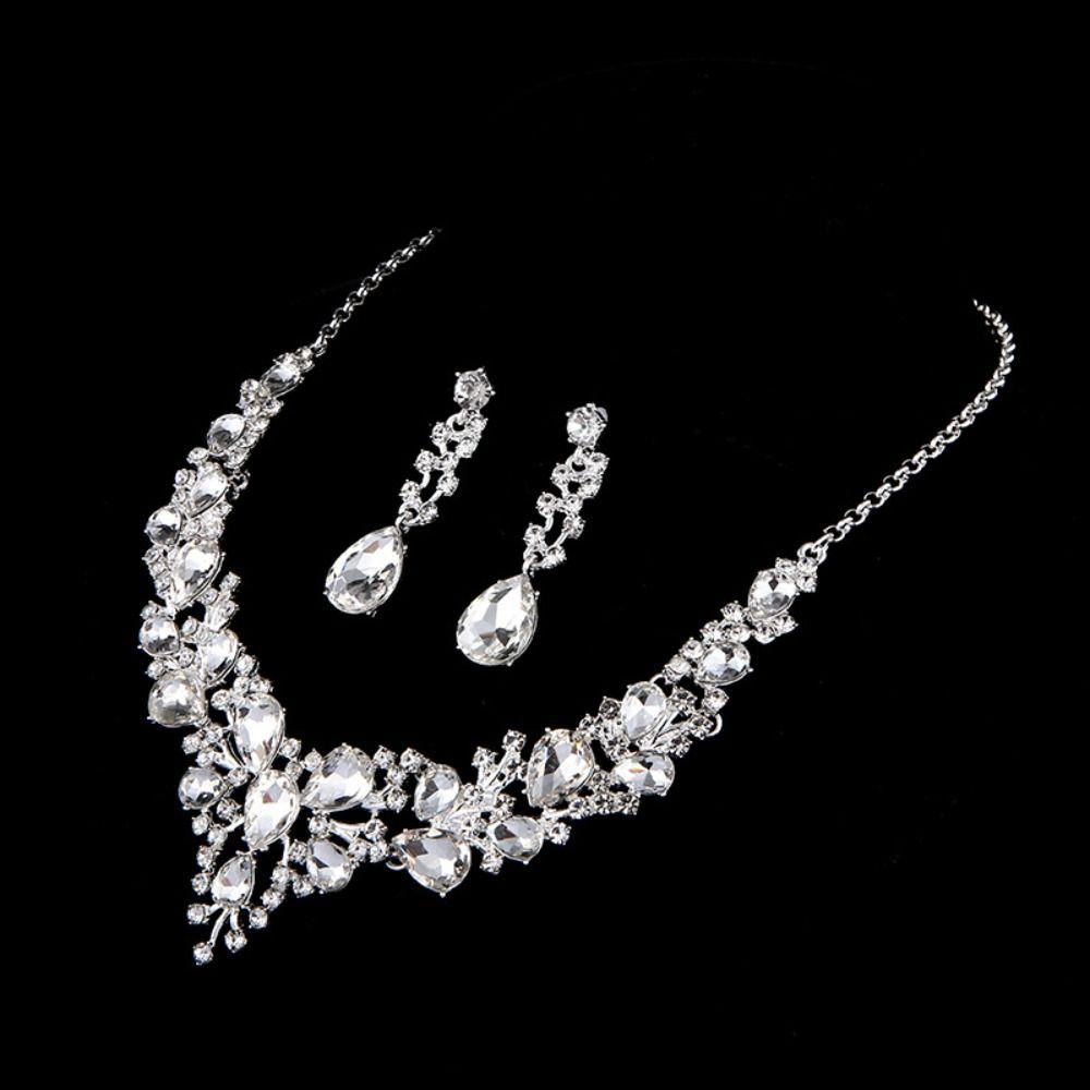 Shape Temperament Korean Style Earrings Wedding Jewelry Set Women Necklace Necklace Ear Studs Set