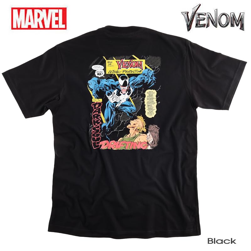 EVERSOUL Marvel VENOM Short Sleeve T-Shirt, American Comic Book Venom Villain Merchandise, Unisex, Black, Size M [Parallel Import]