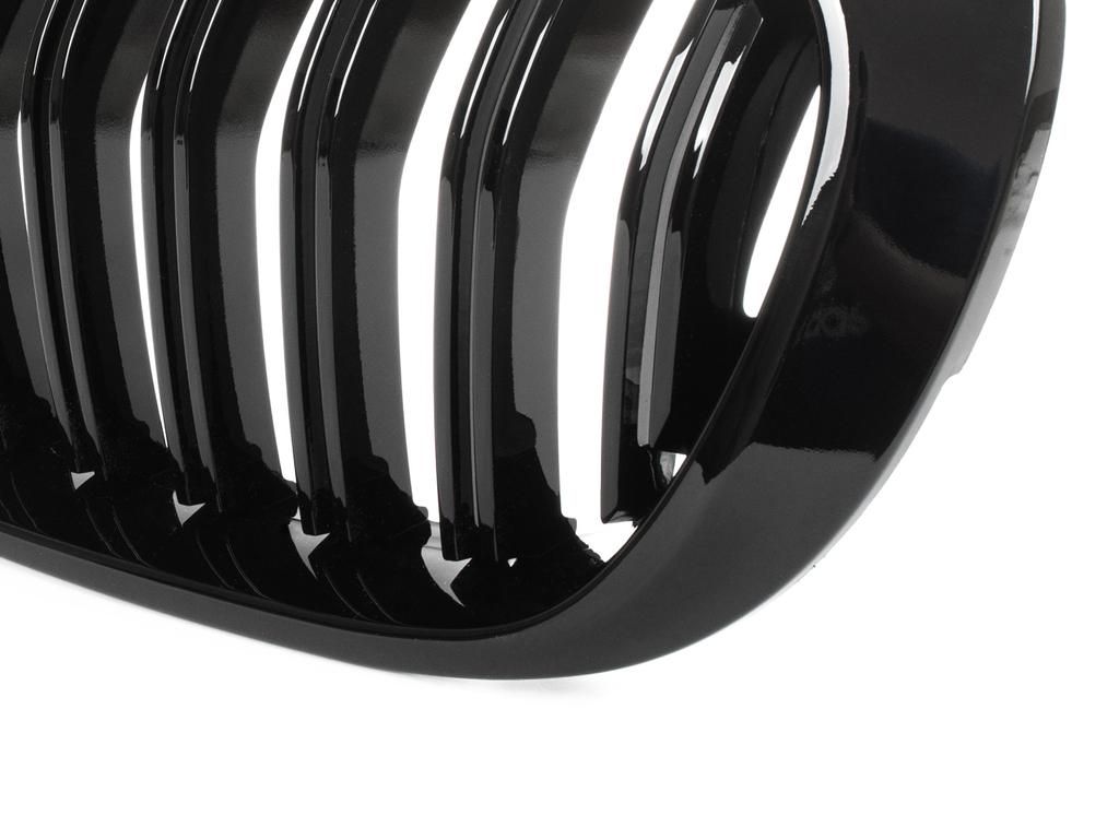BMW X3 F25 14-17 griglie tra i fari (reni) set sinistra + destra DOPPIA BARRA NERA LUCIDA
