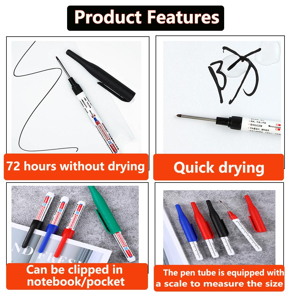1-8pcs 32mm Long Head Markers Pen Multi-purpose for Woodworking Tile Decoration Deep Hole Marker Pens Red/Black/Blue/Green Ink