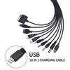 Câble de Charge USB Multi-Têtes 10 en 1 Cordon Chargeur Universel pour Téléphone avec Multiples Adaptateurs pour Samsung Nokia Xiaomi Huawei